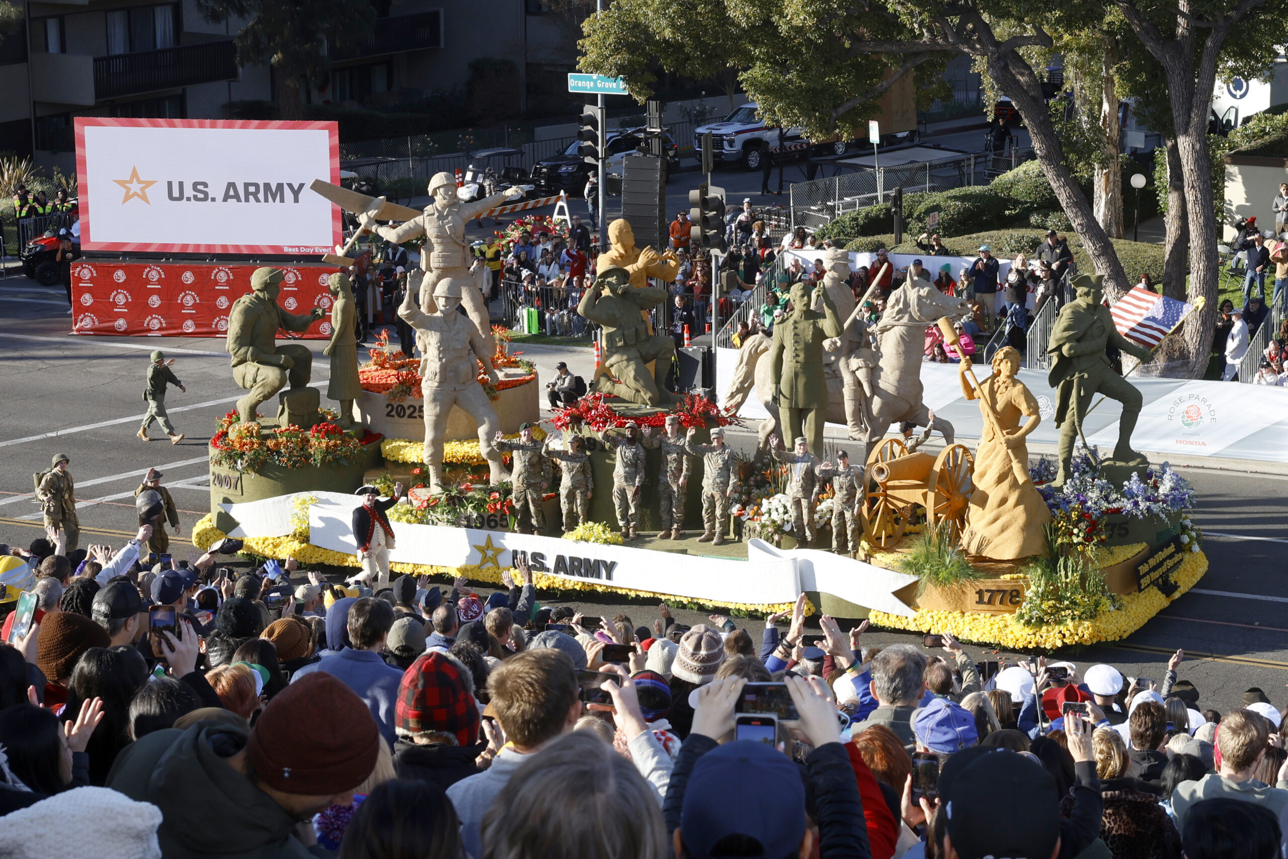 The US Army's Rose Parade float